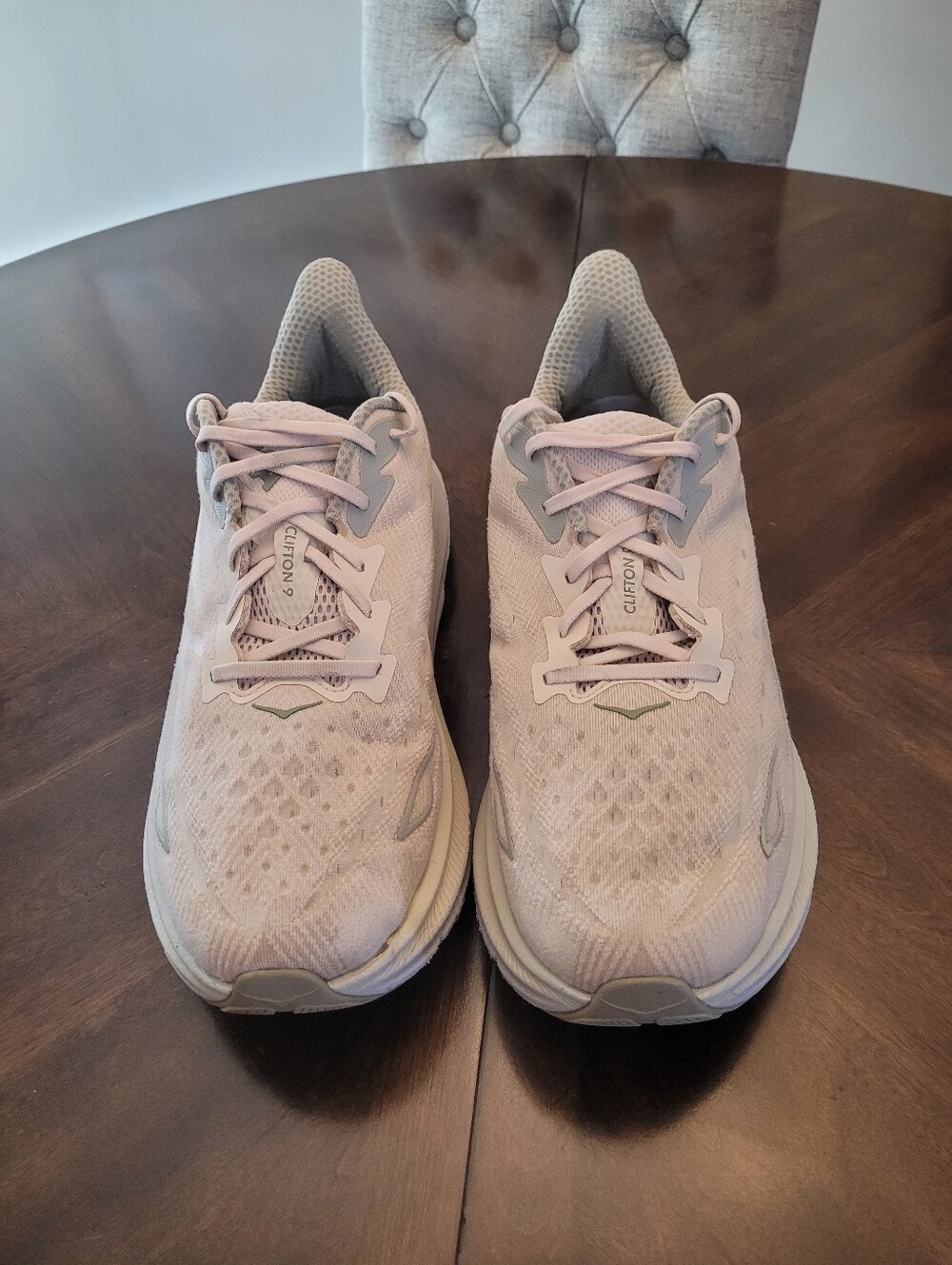 Neutral Light Beige Men's Running Shoes - Clifton 9.  Size 14 Wide